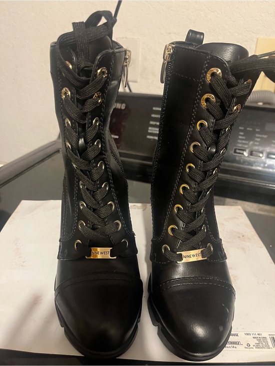 Nine West Shoes - Nine West Black Lace-Up Combat Boots